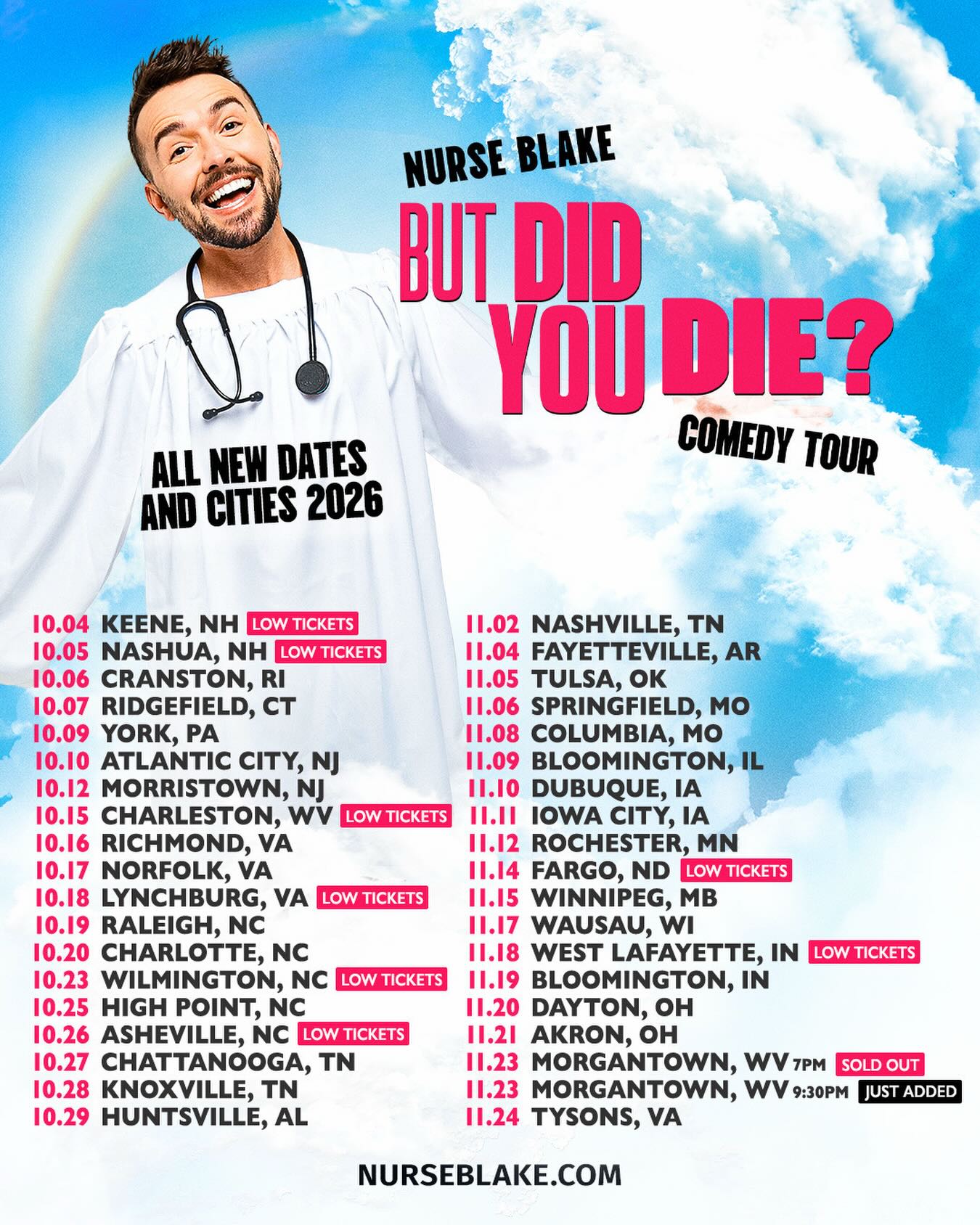 Nurse Blake But Did You Die Tour Poster 2026